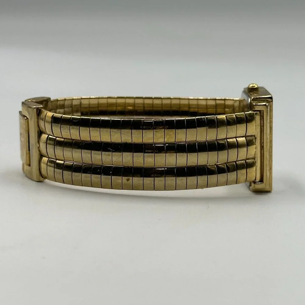 Anne Klein Watch Gold Tone Crystal Bezel Omega Chain Band New Battery 6.25